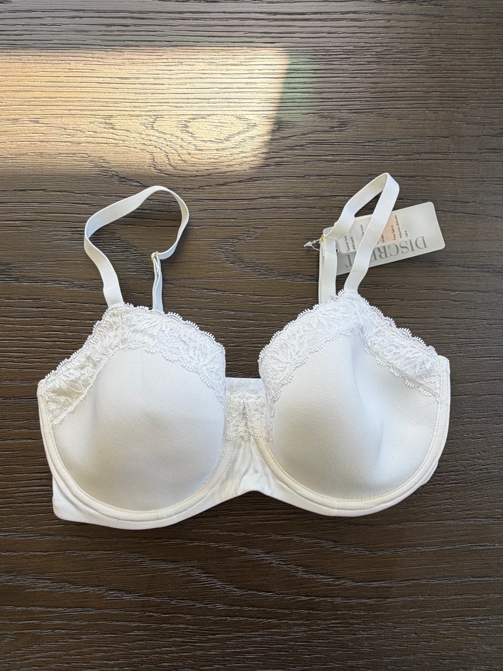 Natori White Lace Trim Underwire Bra